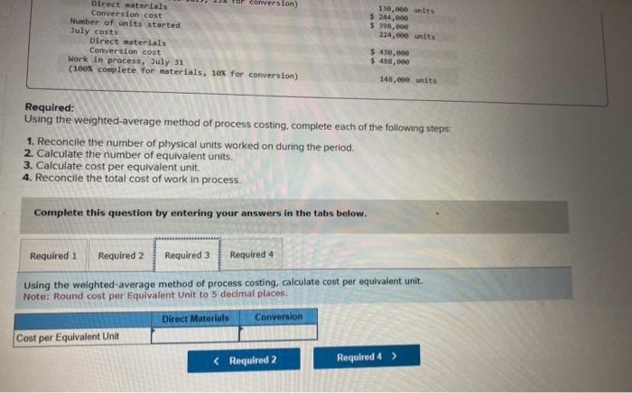 Solved Required: Using The Weighted-average Method Of | Chegg.com