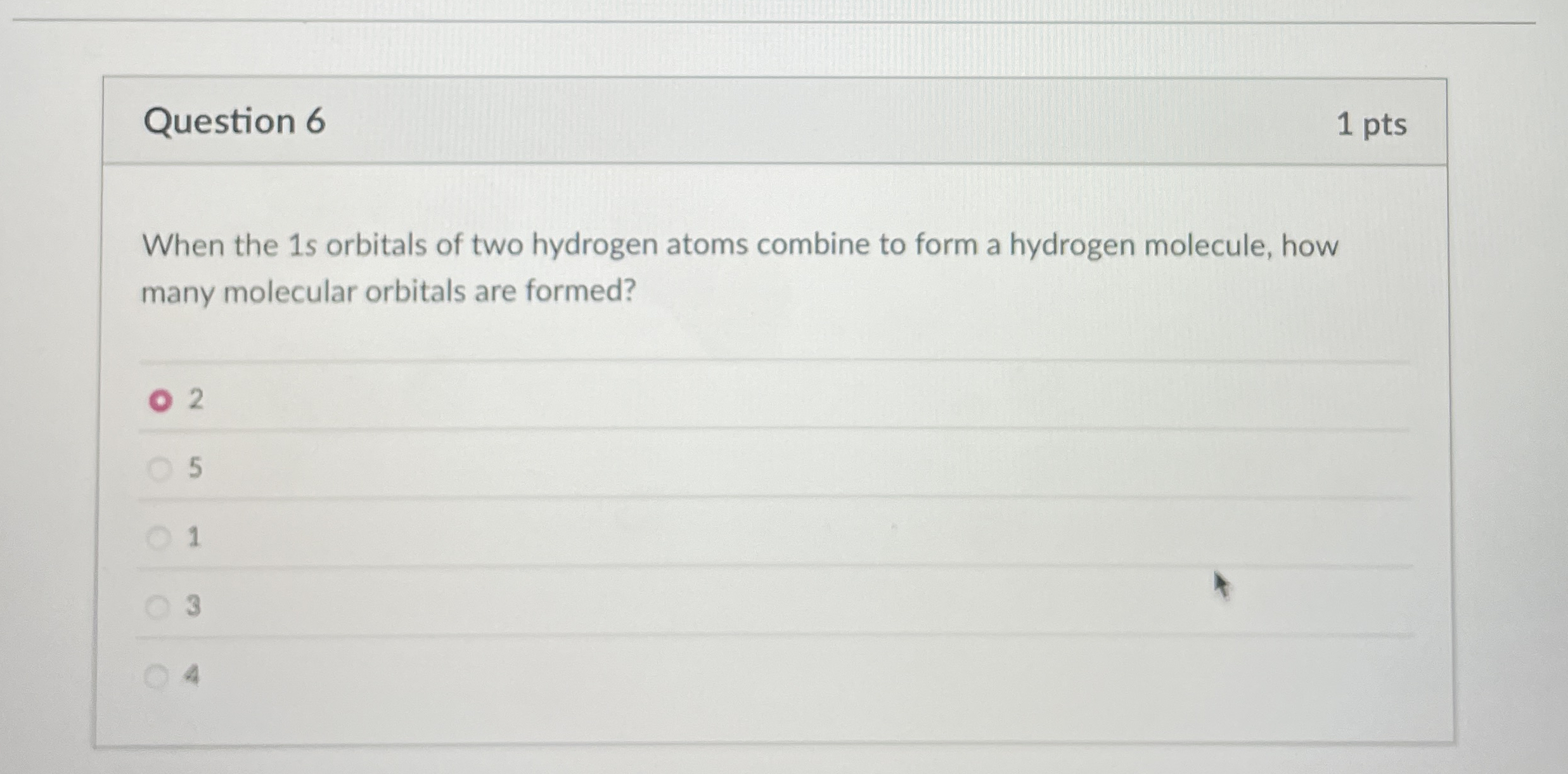 Solved Question 61 ﻿ptsWhen the 1 ﻿s orbitals of two | Chegg.com