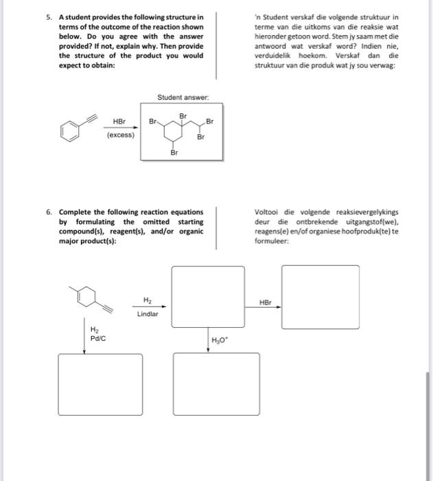 Solved 5. A student provides the following structure in | Chegg.com