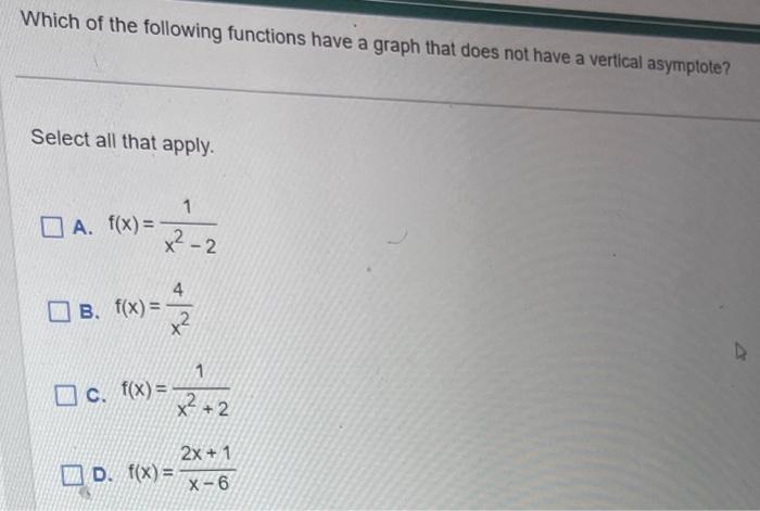 Solved Which of the following functions have a graph that | Chegg.com