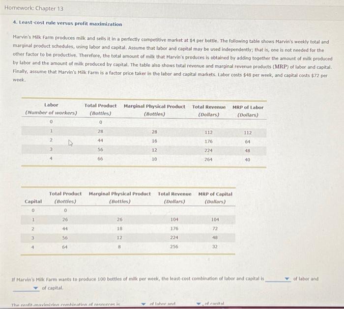 Solved 4. Least-cost rule versus profit maximization | Chegg.com