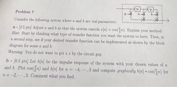 Problem 7 Consider the following system where a and b | Chegg.com