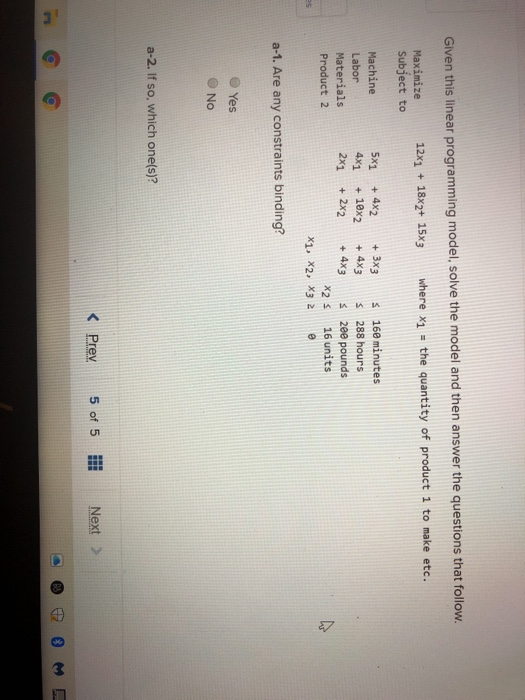 Solved Given this linear programming model, solve the model | Chegg.com