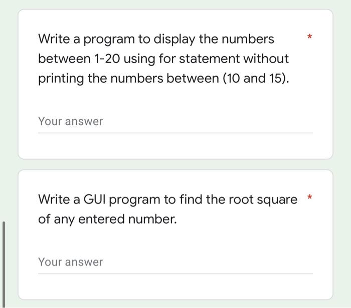 Solved Write a program to display the numbers between 1-20 | Chegg.com