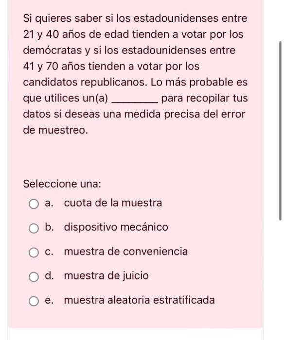 Si quieres saber si los estadounidenses entre 21 y 40 años de edad tienden a votar por los demócratas y si los estadounidense