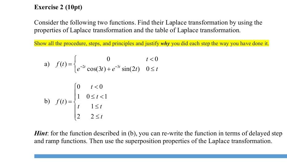 Solved Exercise 2 (10pt) Consider The Following Two | Chegg.com