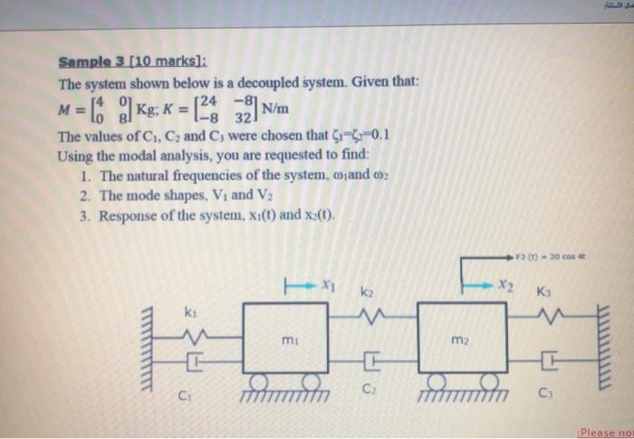 Solved Sample 3 [10 marks]: The system shown below is a | Chegg.com