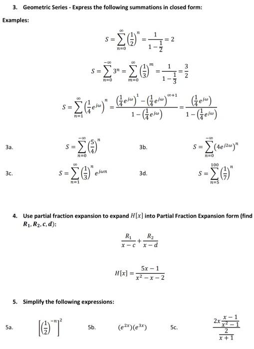 Solved 3. Geometric Series Express the following Chegg