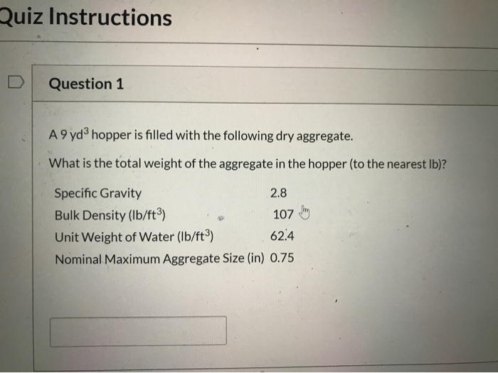 Solved Quiz Instructions Question 1 A 9 yd3 hopper is filled