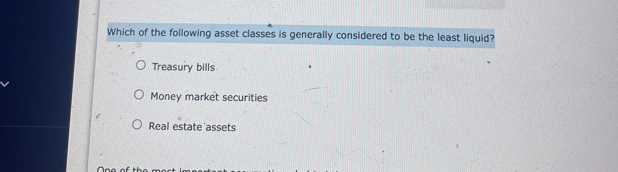 Solved Which of the following asset classes is generally | Chegg.com