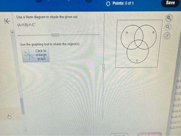 Use a Venn diagram to shade the given set. \( (A \cap B) \cap C^{\prime} \)

Use the graphing tool to shade the region(s).