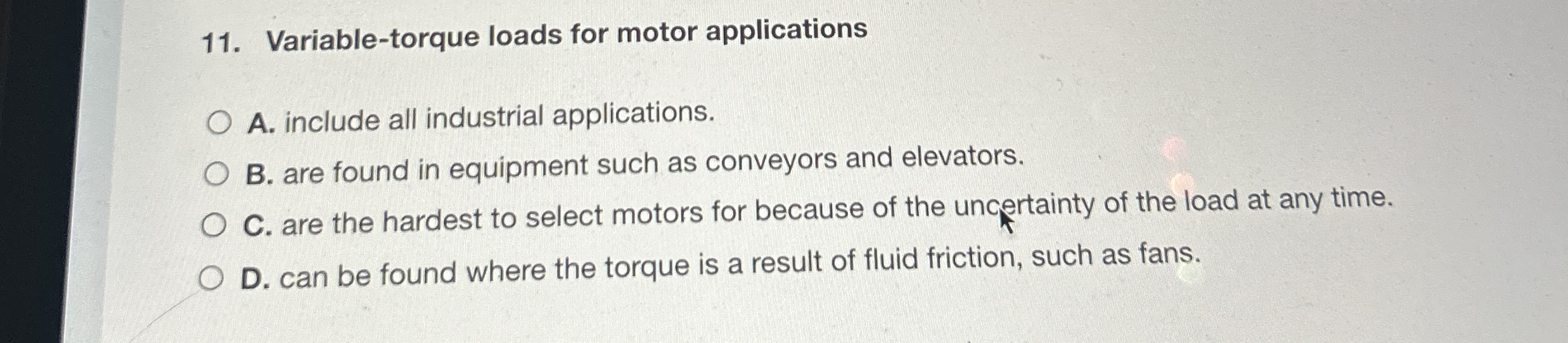 Solved Variable-torque loads for motor applicationsA. | Chegg.com