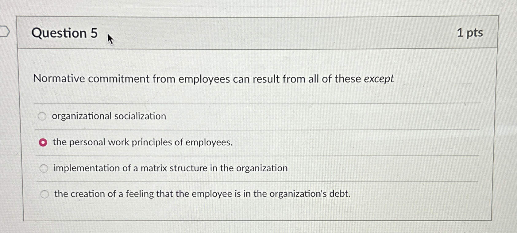 Solved Question 51 ﻿ptsNormative commitment from employees | Chegg.com