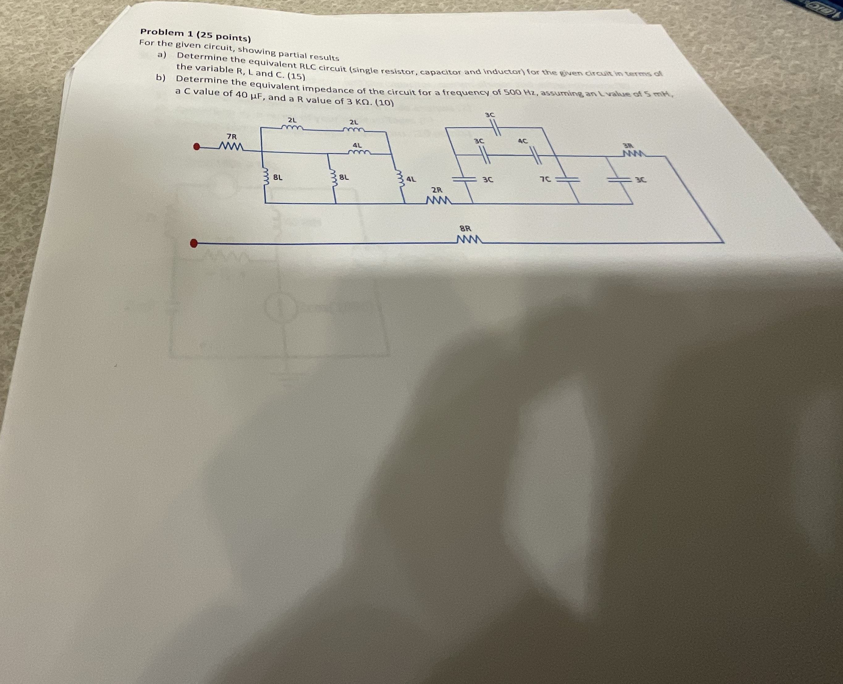 Solved Problem 1 ( 25 ﻿points)For the given circuit, showing | Chegg.com