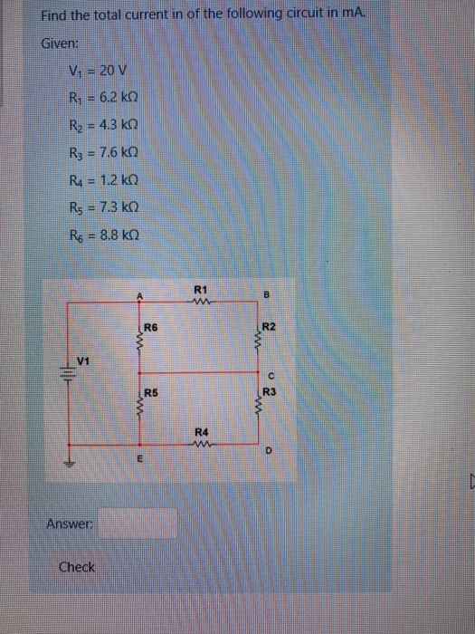 Solved Find the total current in of the following circuit in | Chegg.com