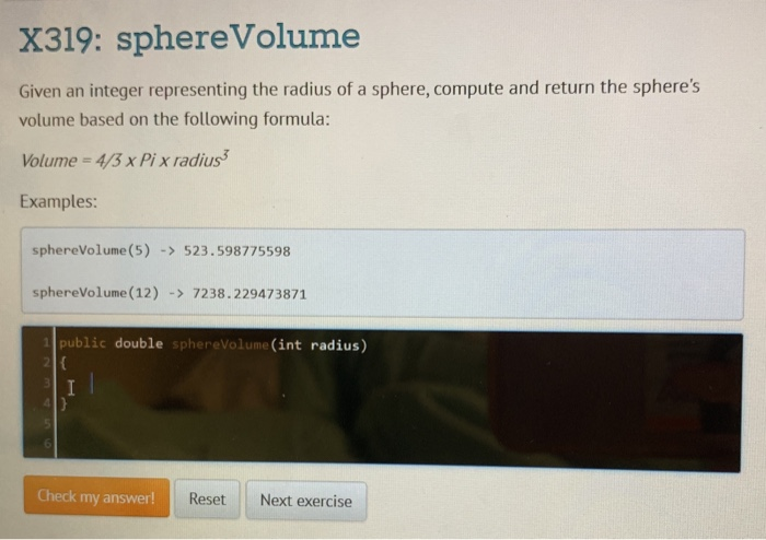 compute the volume of a sphere with a radius of 6 inches