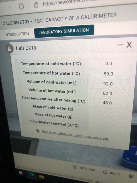 Solved @ https://newc CALORIMETRY. HEAT CAPACITY OF A | Chegg.com