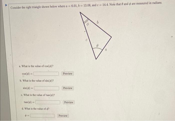 Solved Consider the right triangle shown below where | Chegg.com
