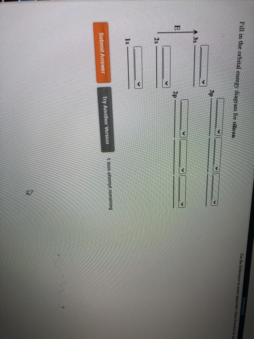 Solved Fill in the orbital energy diagram for silicon Use | Chegg.com