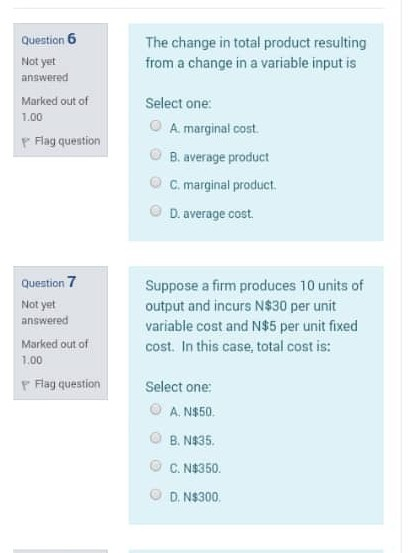Solved The change in total product resulting from a change | Chegg.com