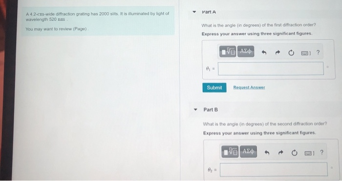 Solved Part A A 4 2 Cm Wide Diffraction Grating Has 00 Chegg Com