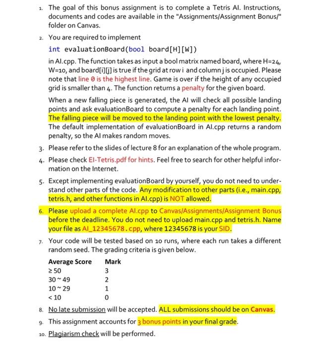 Solved 1. The goal of this bonus assignment is to complete a | Chegg.com