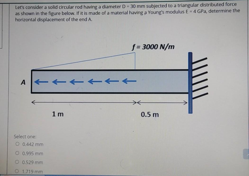 Solved Let's consider a solid circular rod having a diameter | Chegg.com
