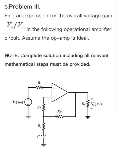Solved 3.Problem III. Find an expression for the overall | Chegg.com