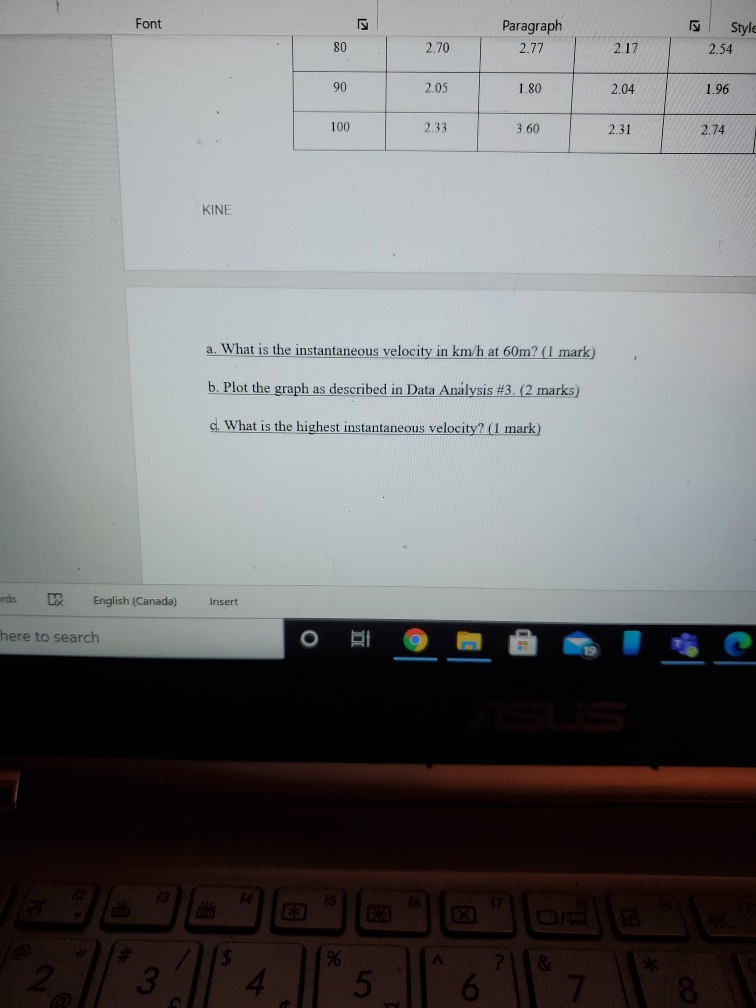 Solved AutoSave Of Lab+2+-+Linear+Kinematics+and+Running - | Chegg.com
