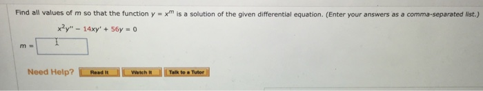 Solved Find all values of m so that the function y = xm is a | Chegg.com