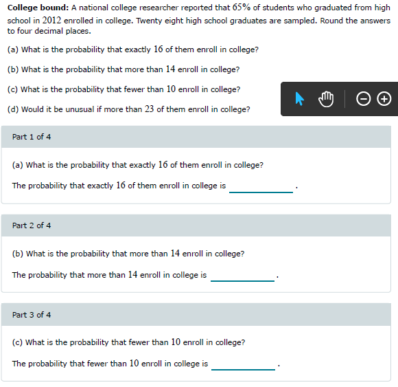 Solved College bound: A national college researcher reported | Chegg.com