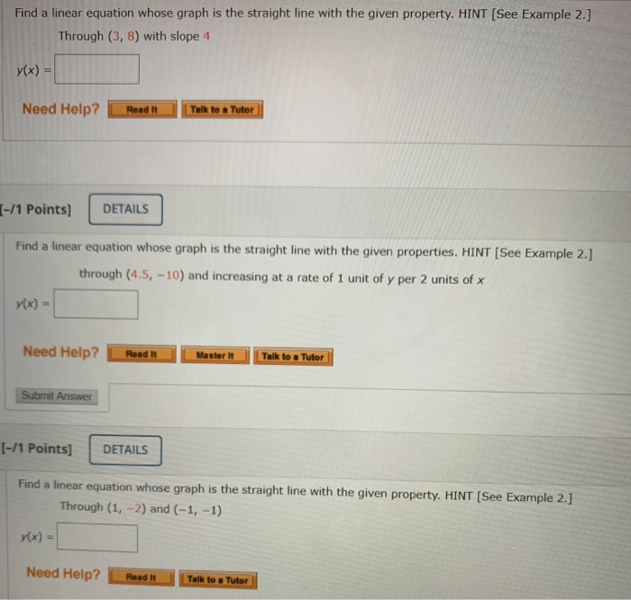 Solved Find A Linear Equation Whose Graph Is The Straight Chegg Com