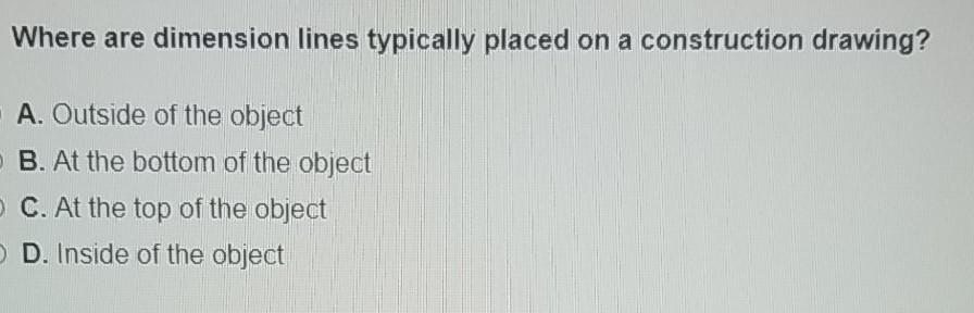Solved Where are dimension lines typically placed on a | Chegg.com