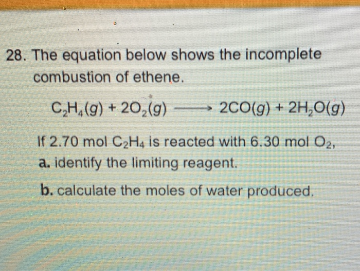 Solved 28. The equation below shows the incomplete Chegg