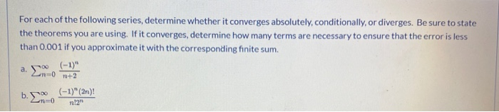 Solved For each of the following series, determine whether | Chegg.com