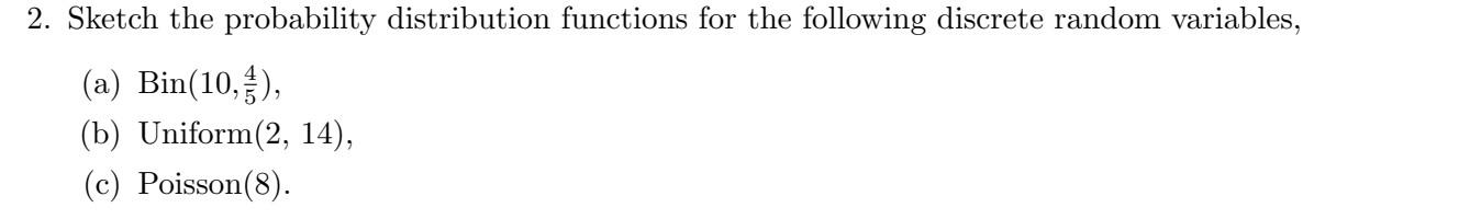 Solved 2. Sketch the probability distribution functions for | Chegg.com