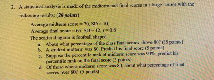 Solved 2. A statistical analysis is made of the midterm and | Chegg.com