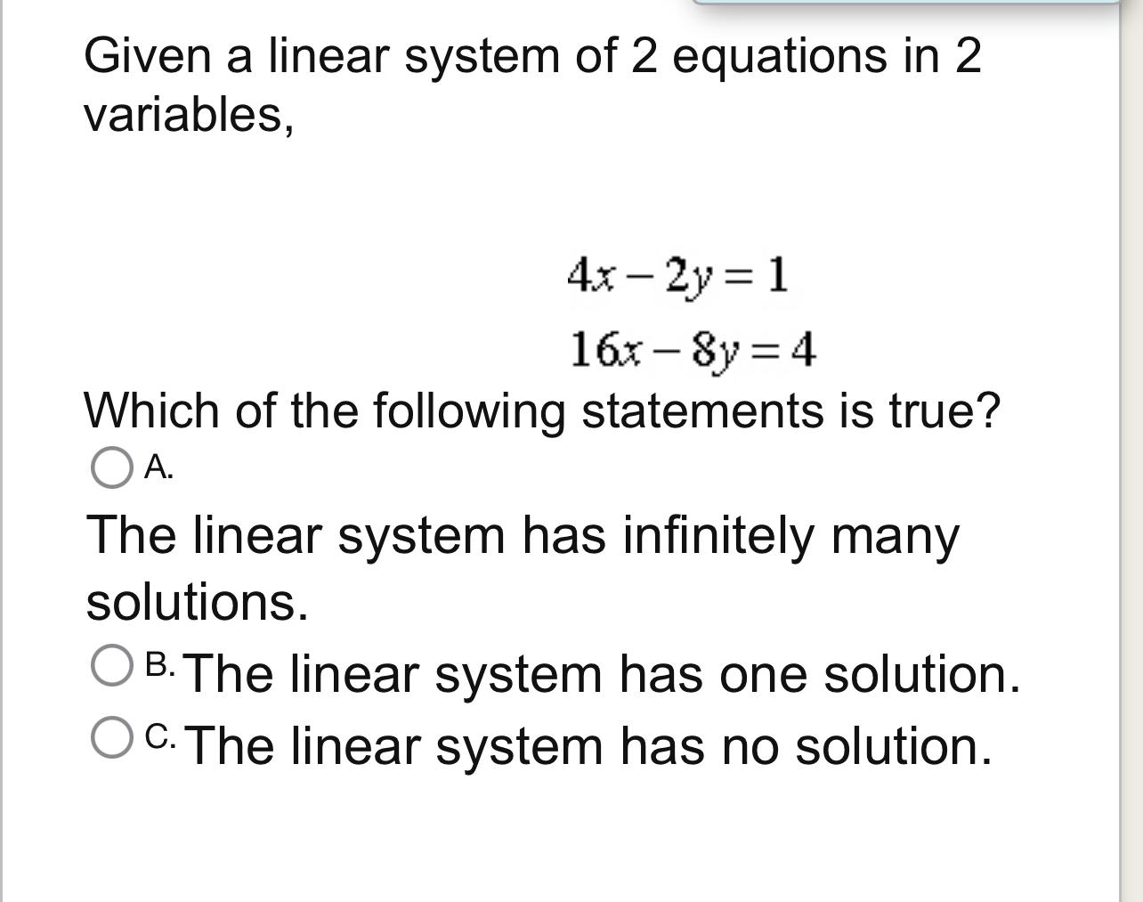 Solved Given A Linear System Of 2 ﻿equations In 2 5403