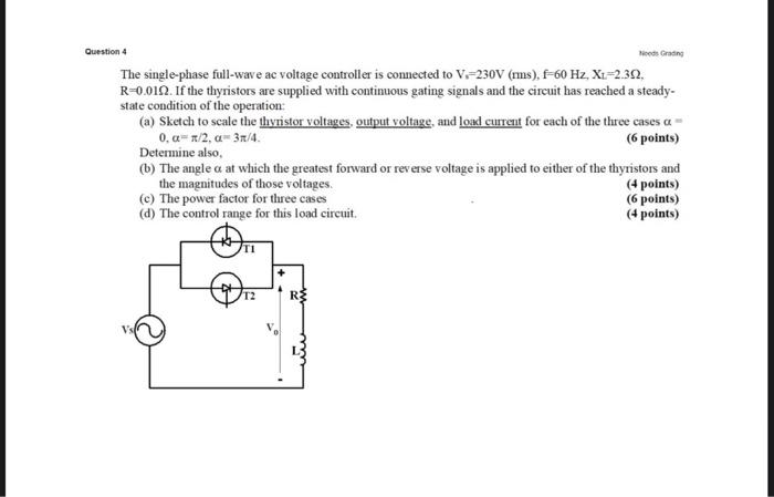 Solved The Single-phase Full-wave Ac Voltage Controller Is | Chegg.com