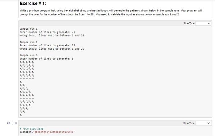 Solved Exercise # 1: Write a phython program that, using the | Chegg.com