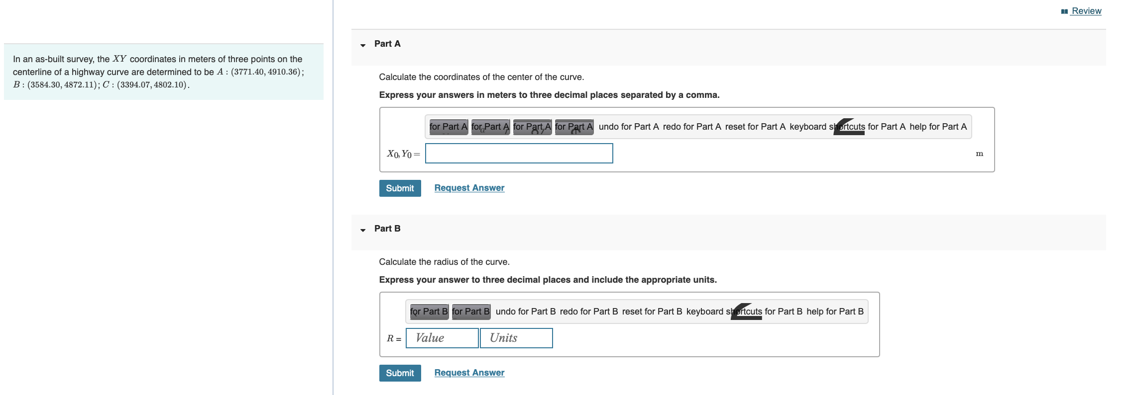 Solved In an as-built survey, the xY ﻿coordinates in meters | Chegg.com