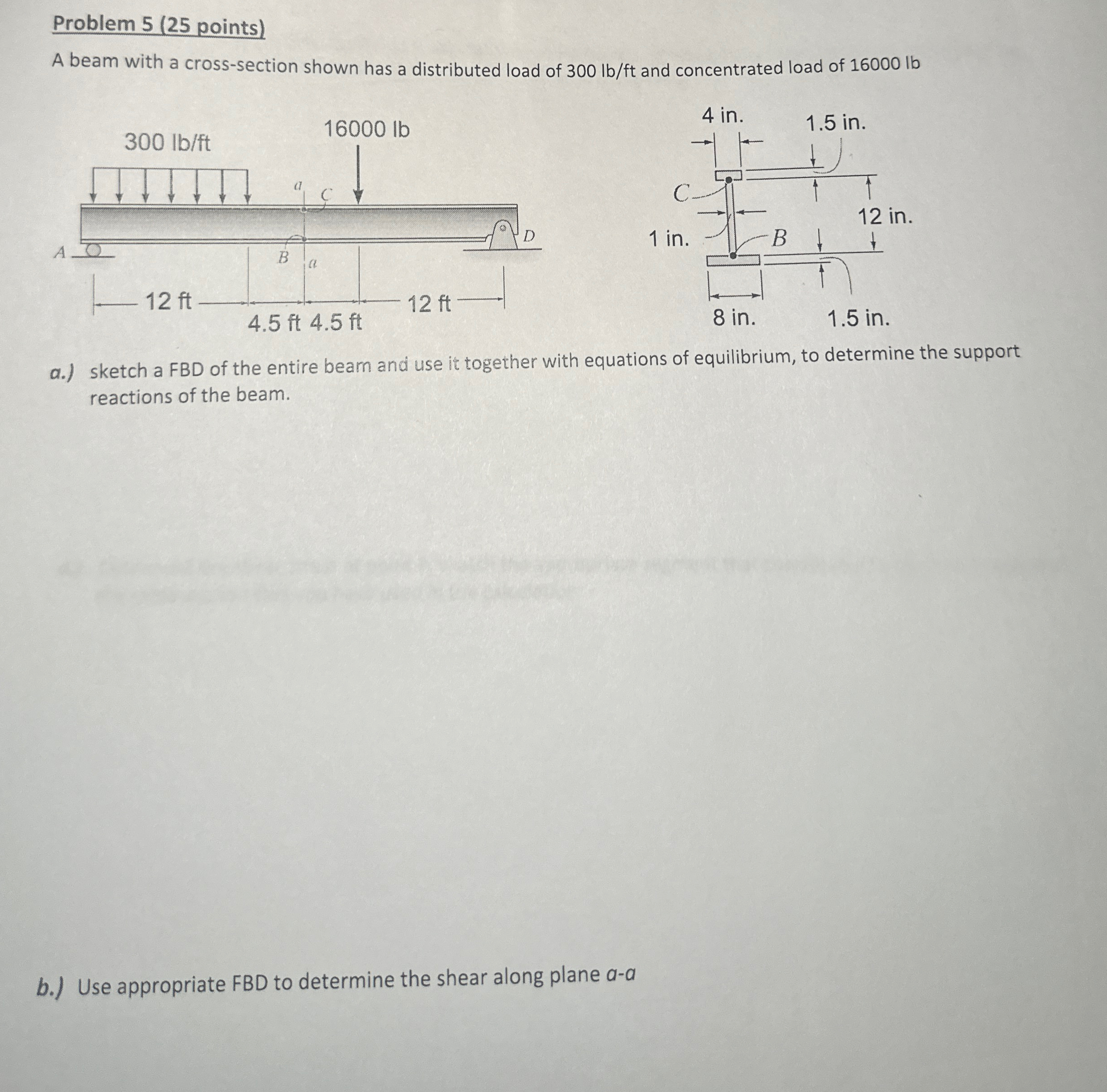 Solved Problem 5 ( 25 ﻿points)A beam with a cross-section | Chegg.com