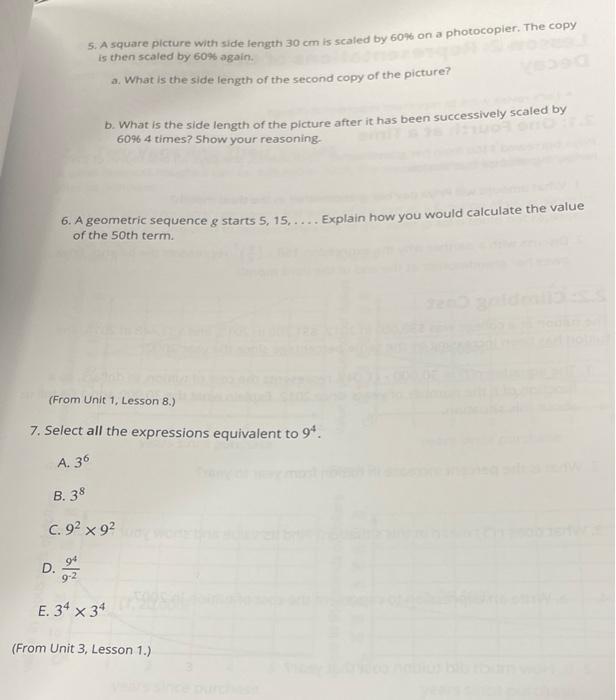 Solved Lesson 1 Practice Problems 1. Select all sequences | Chegg.com