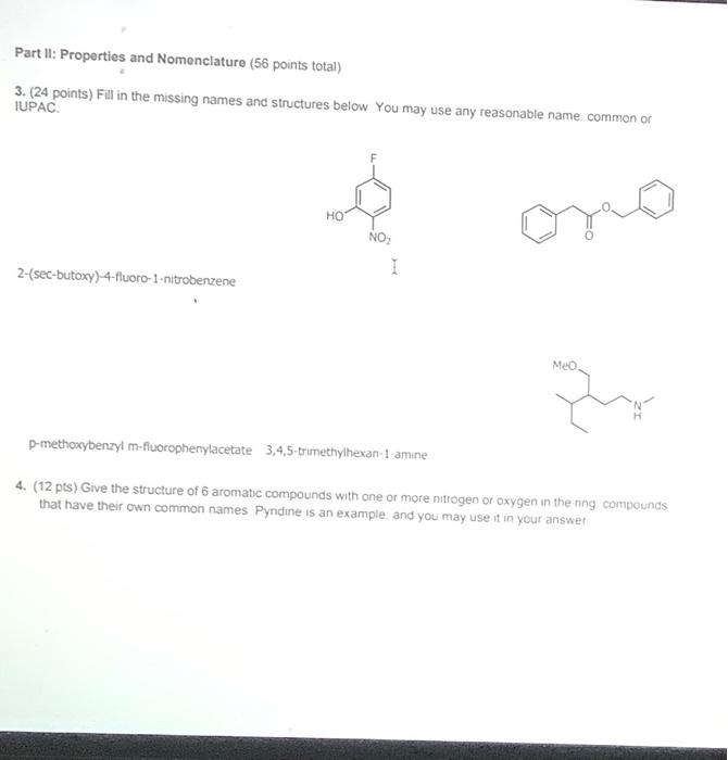 Part I Properties And Nomenclature 56 Points Total Chegg Com