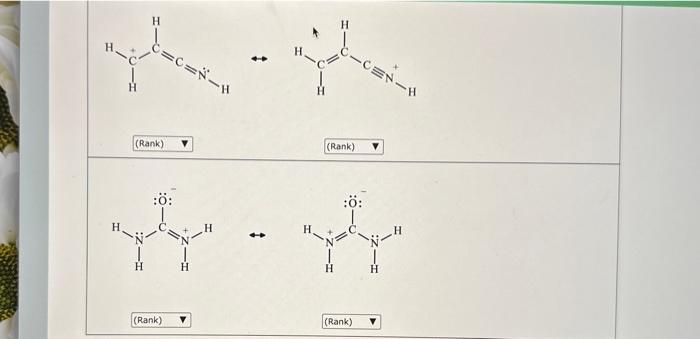 Solved Rank the resonance structures in each row of the | Chegg.com