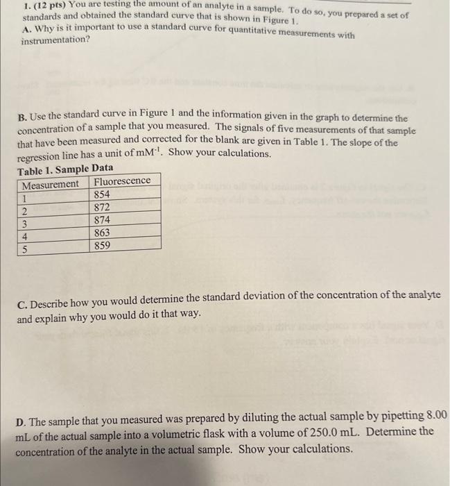 Solved 1. (12 pts) You are testing the amount of an analyte