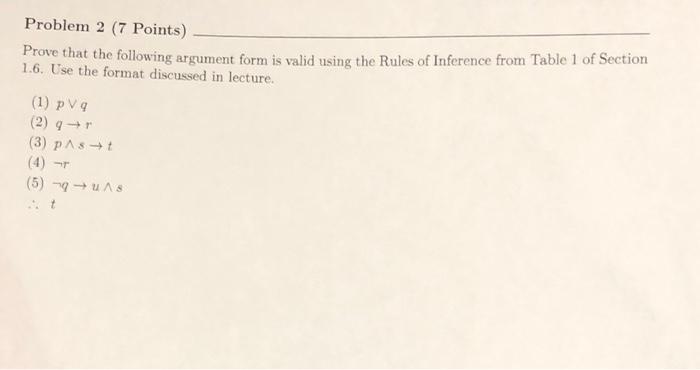 Solved Problem 2 ( 7 Points) Prove that the following | Chegg.com