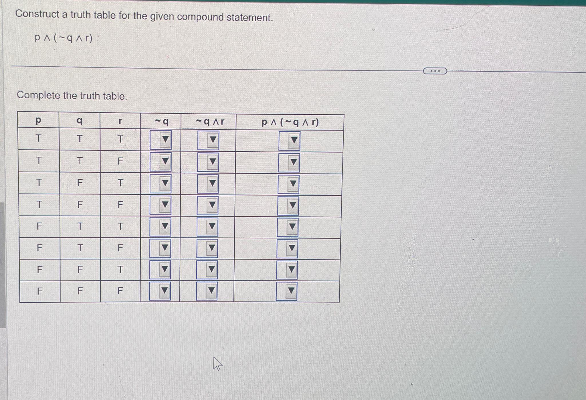 Solved Construct a truth table for the given compound | Chegg.com