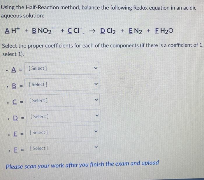 Using the Half-Reaction method, balance the following Redox equation in an acidic aqueous solution:
\[
\mathrm{AH}^{+}+\mathr