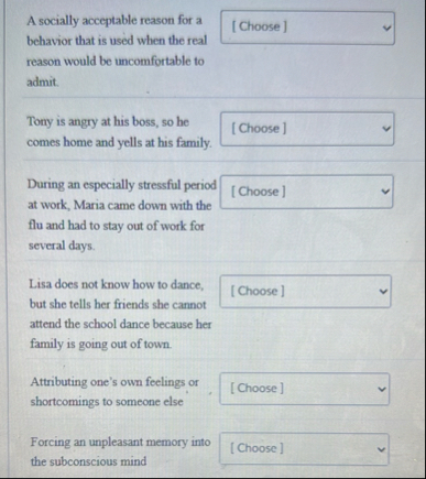Solved A socially acceptable reason for a behavior that is | Chegg.com